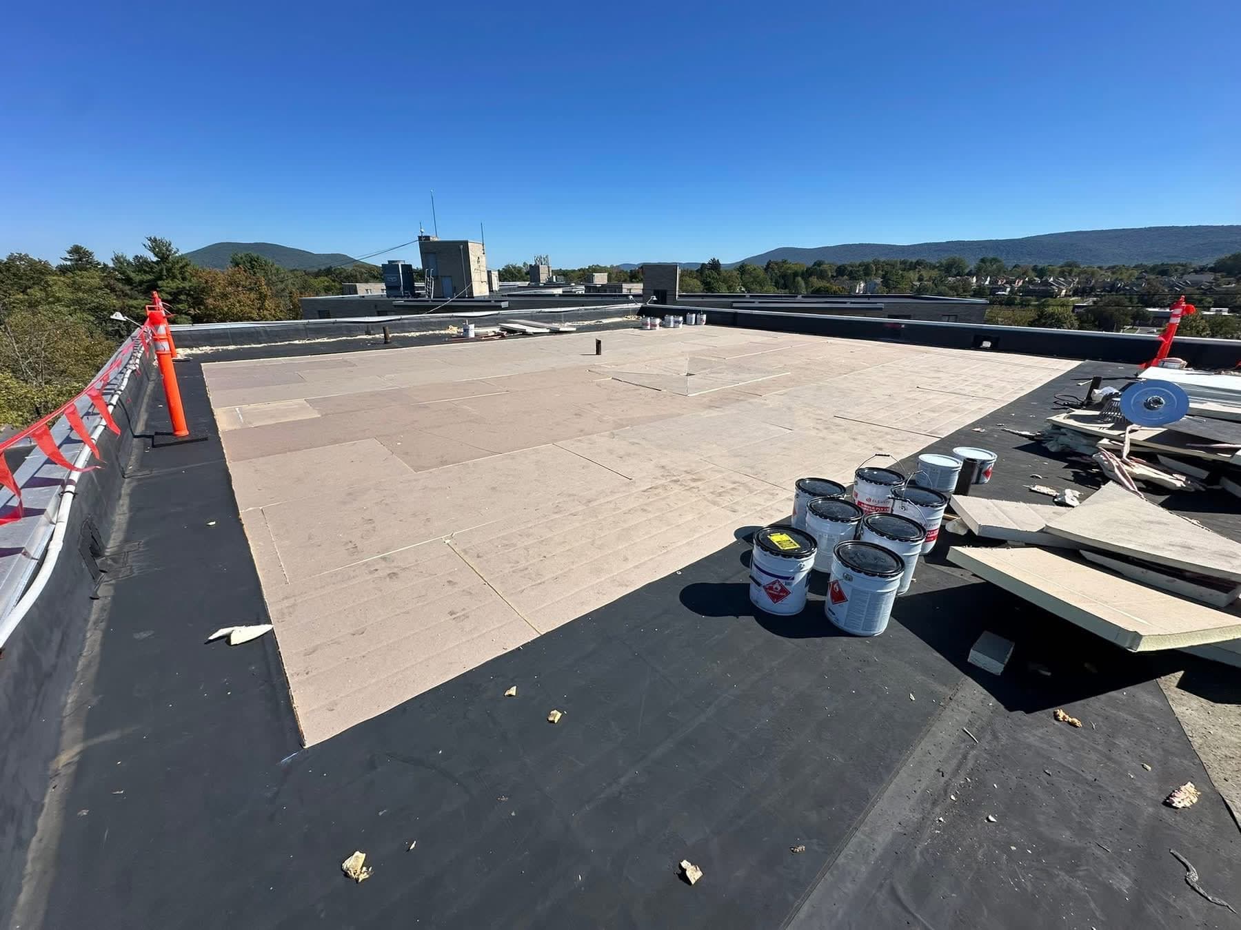 Flat roof tear-off and prep in progress