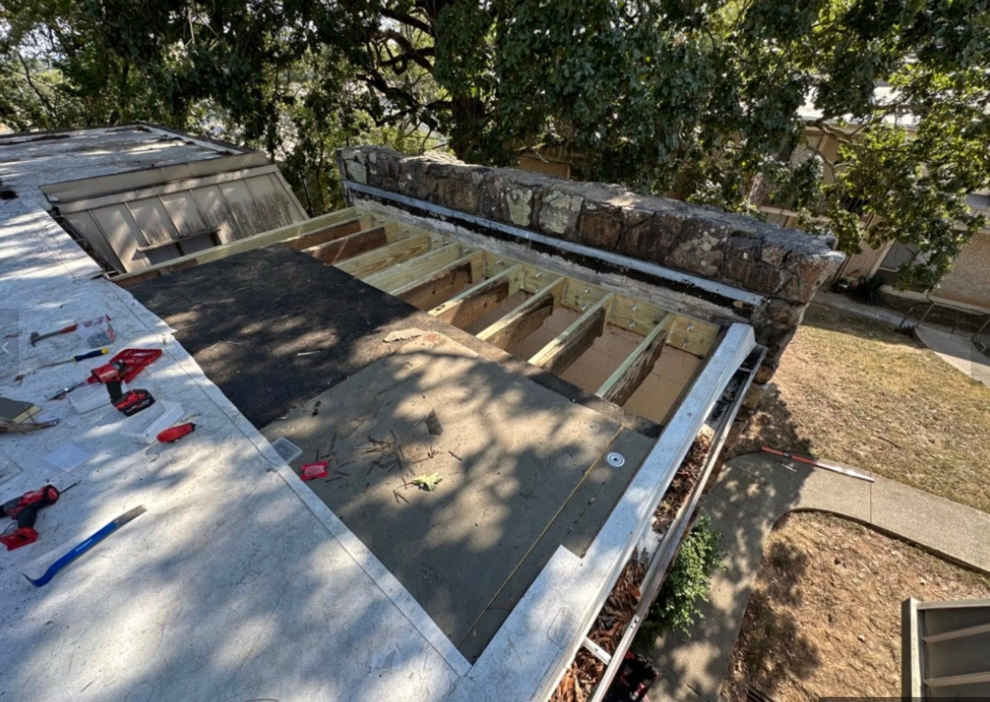 Skylight repair in progress
